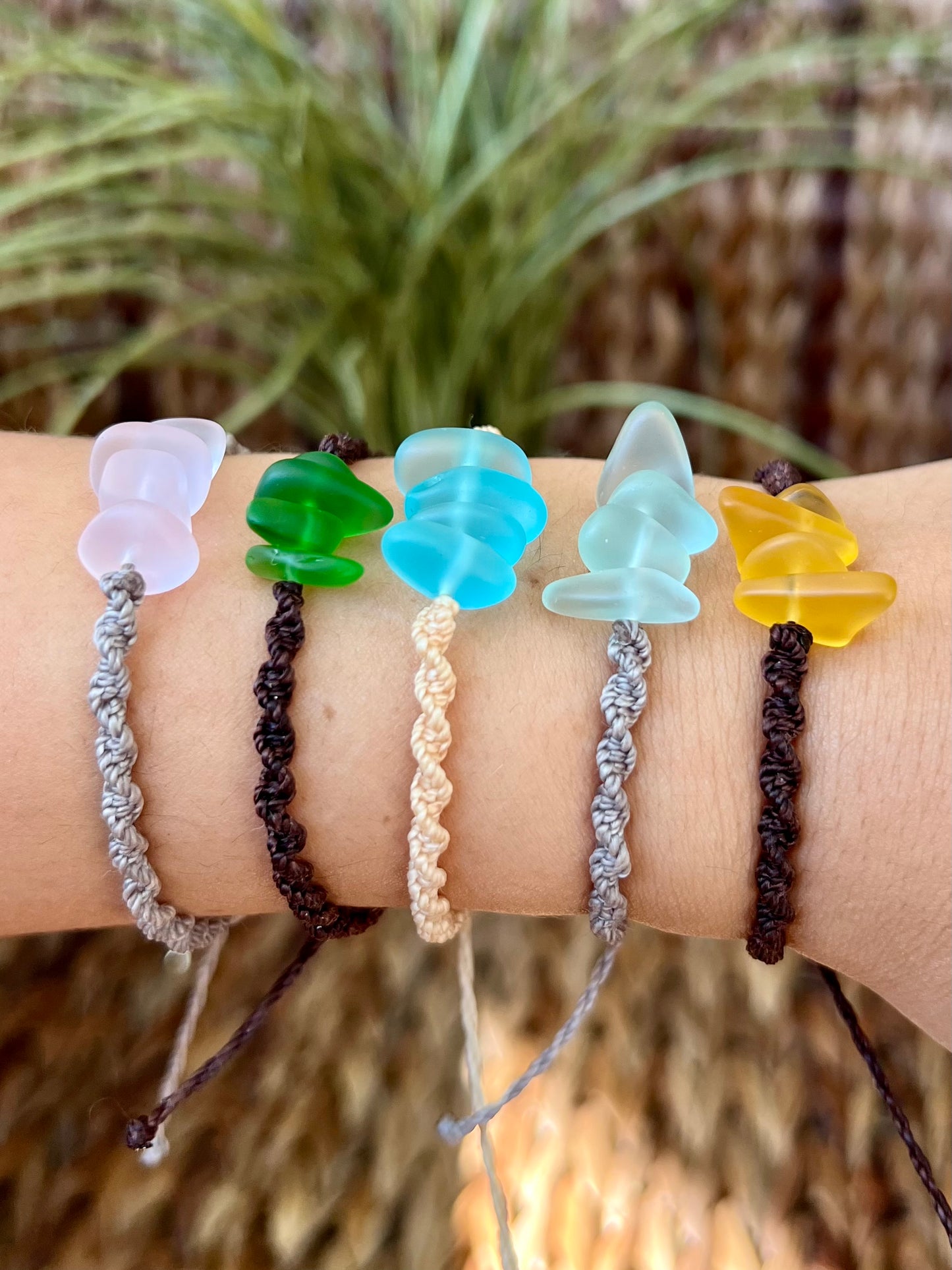 Sea Glass Knotted Bracelet - Yellow