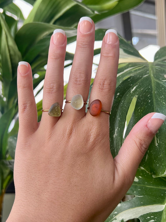Sea Glass Rings - Gold