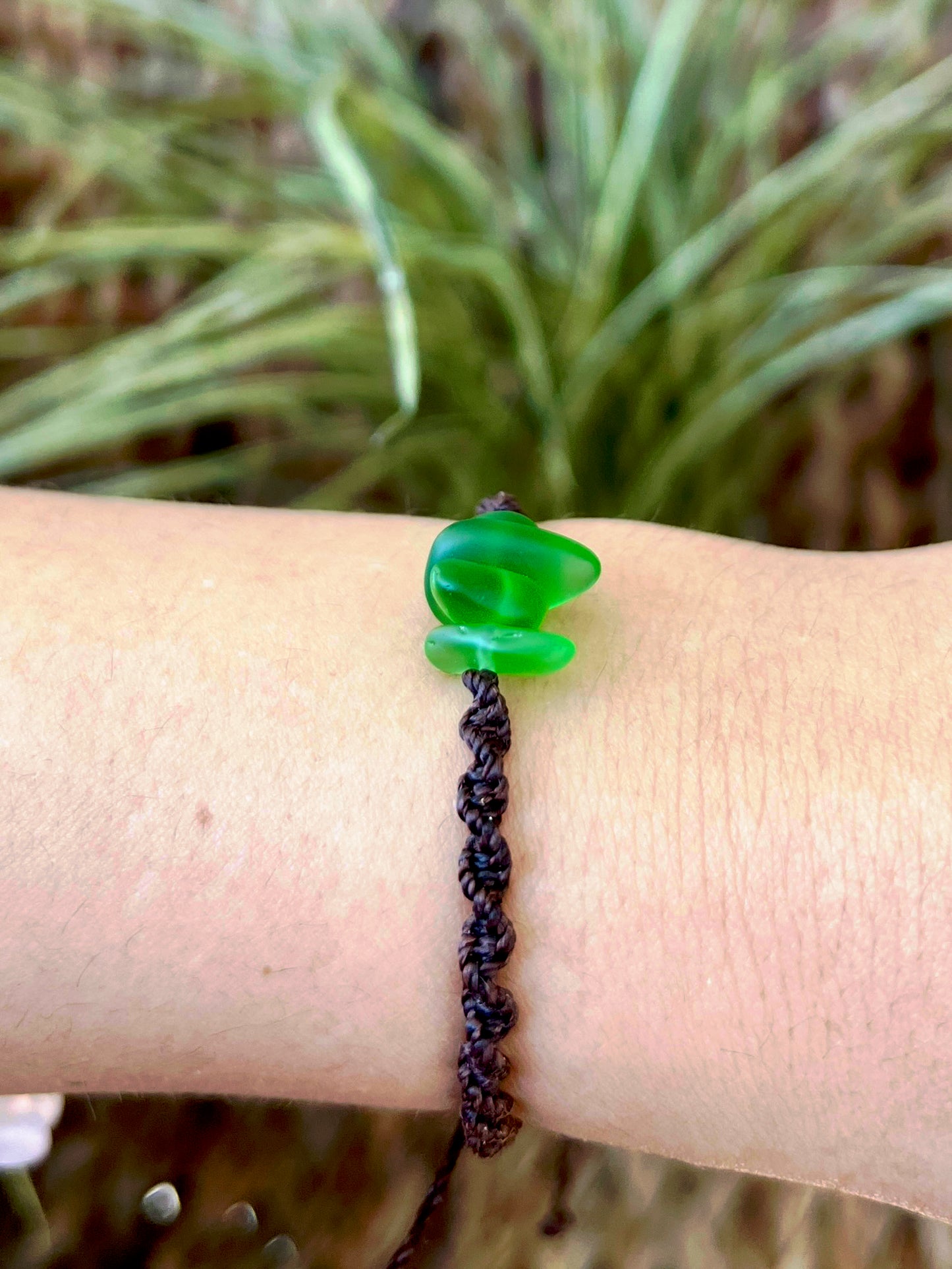 Sea Glass Knotted Bracelet - Green