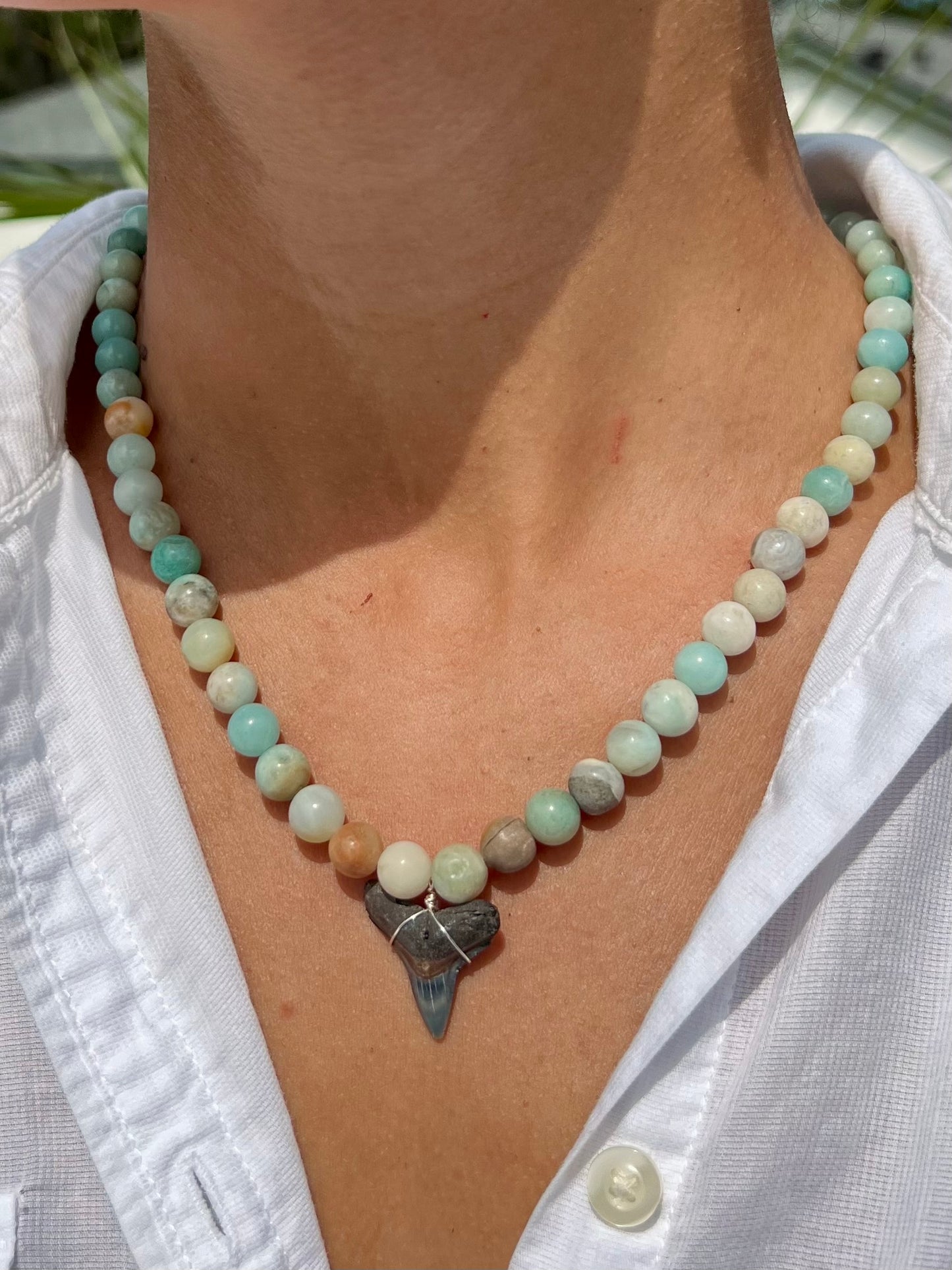 Chunky Shark Tooth Necklace - Blue