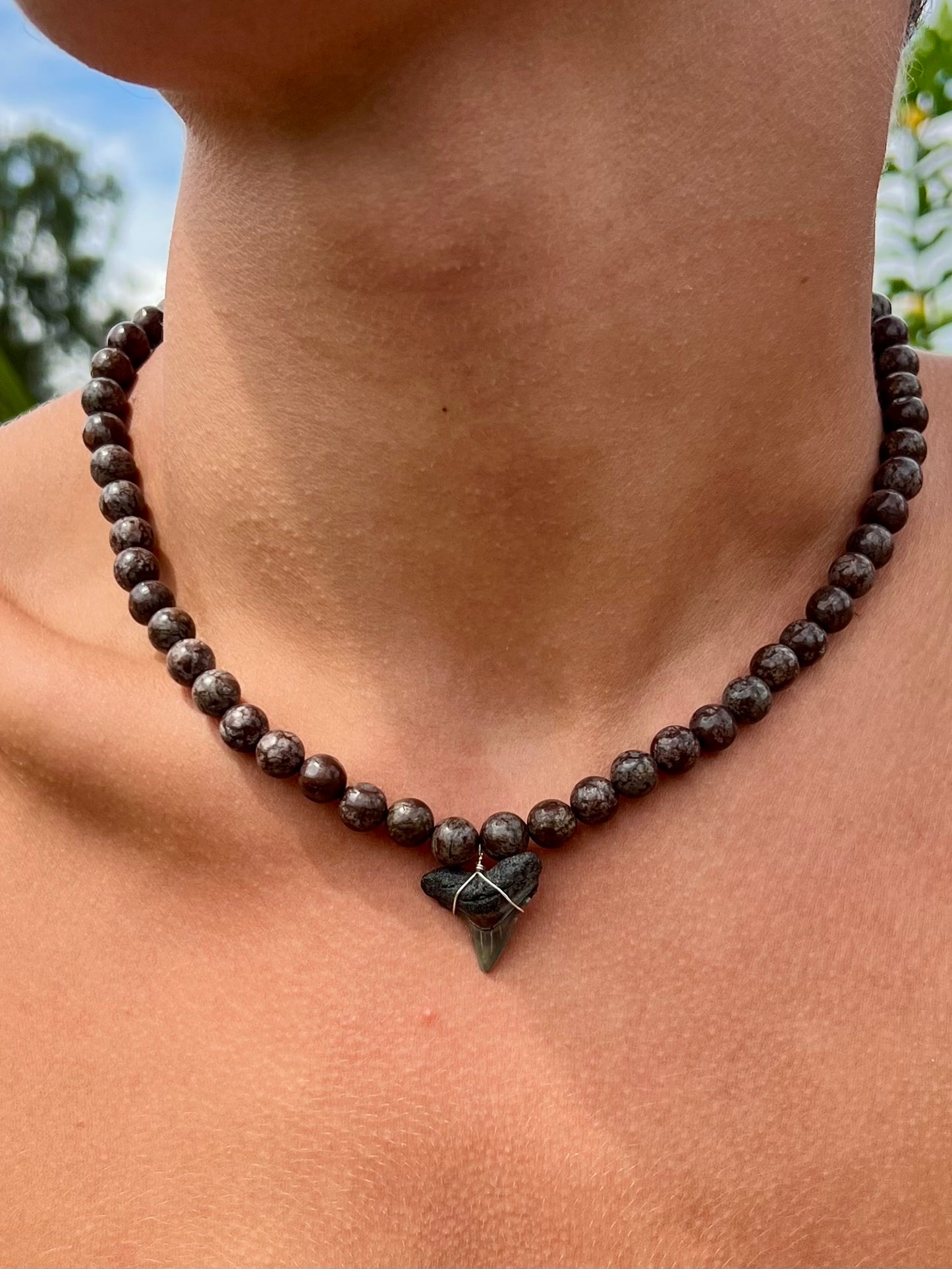 Chunky Shark Tooth Necklace - Coffee