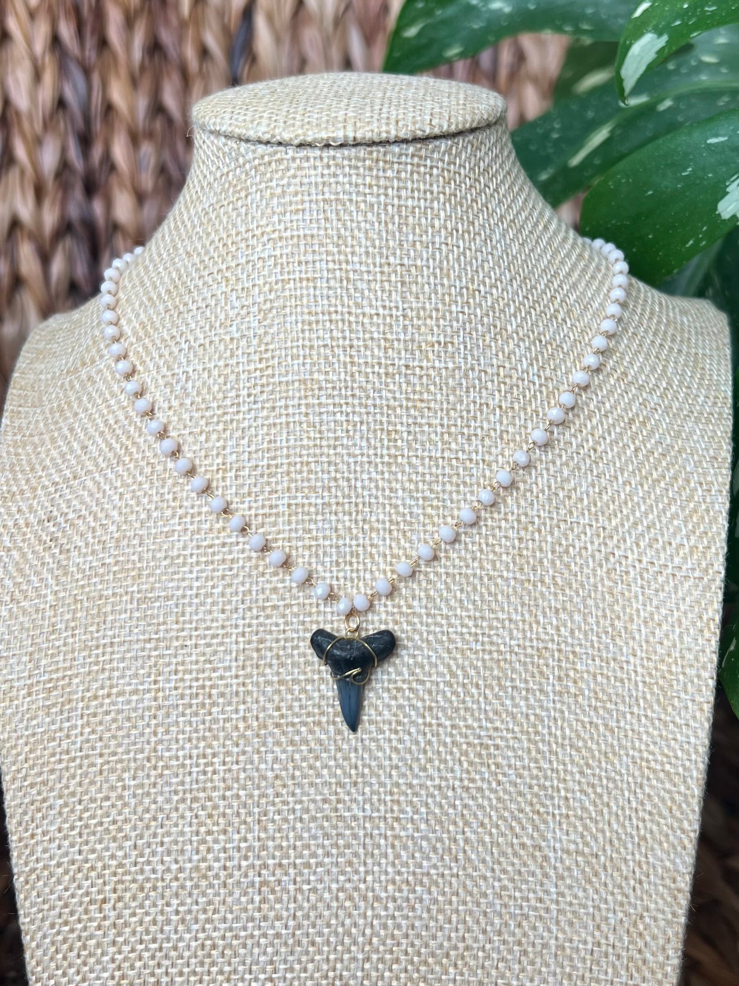 Wave Shark Tooth Beaded Necklace
