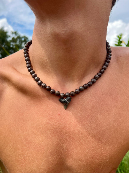 Chunky Shark Tooth Necklace - Coffee