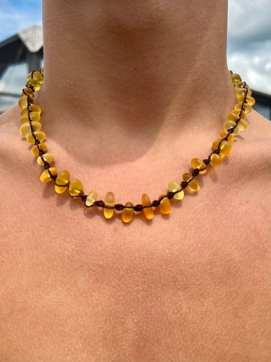 Yellow Sea Glass Necklace