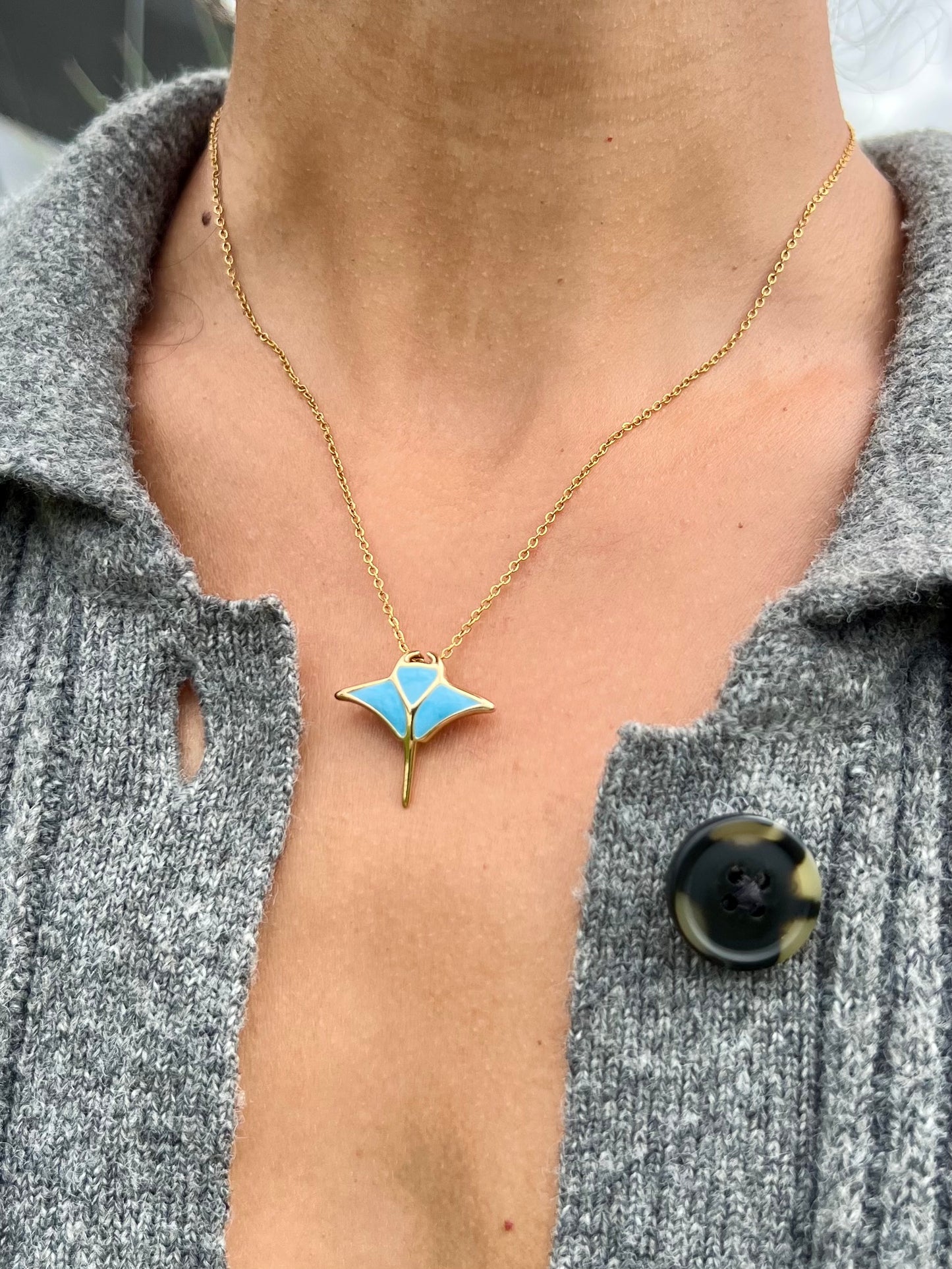 Blue Manta Ray Necklace