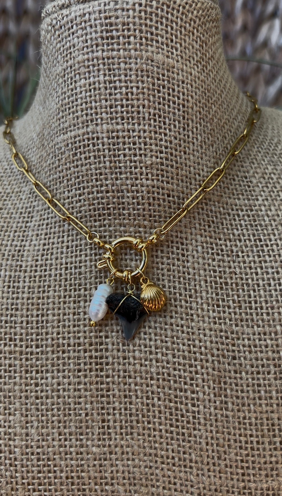 Shark Tooth Charm Stack Necklace
