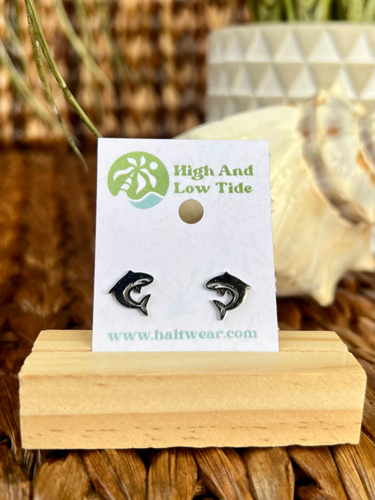 Shark Stud Earrings - Silver
