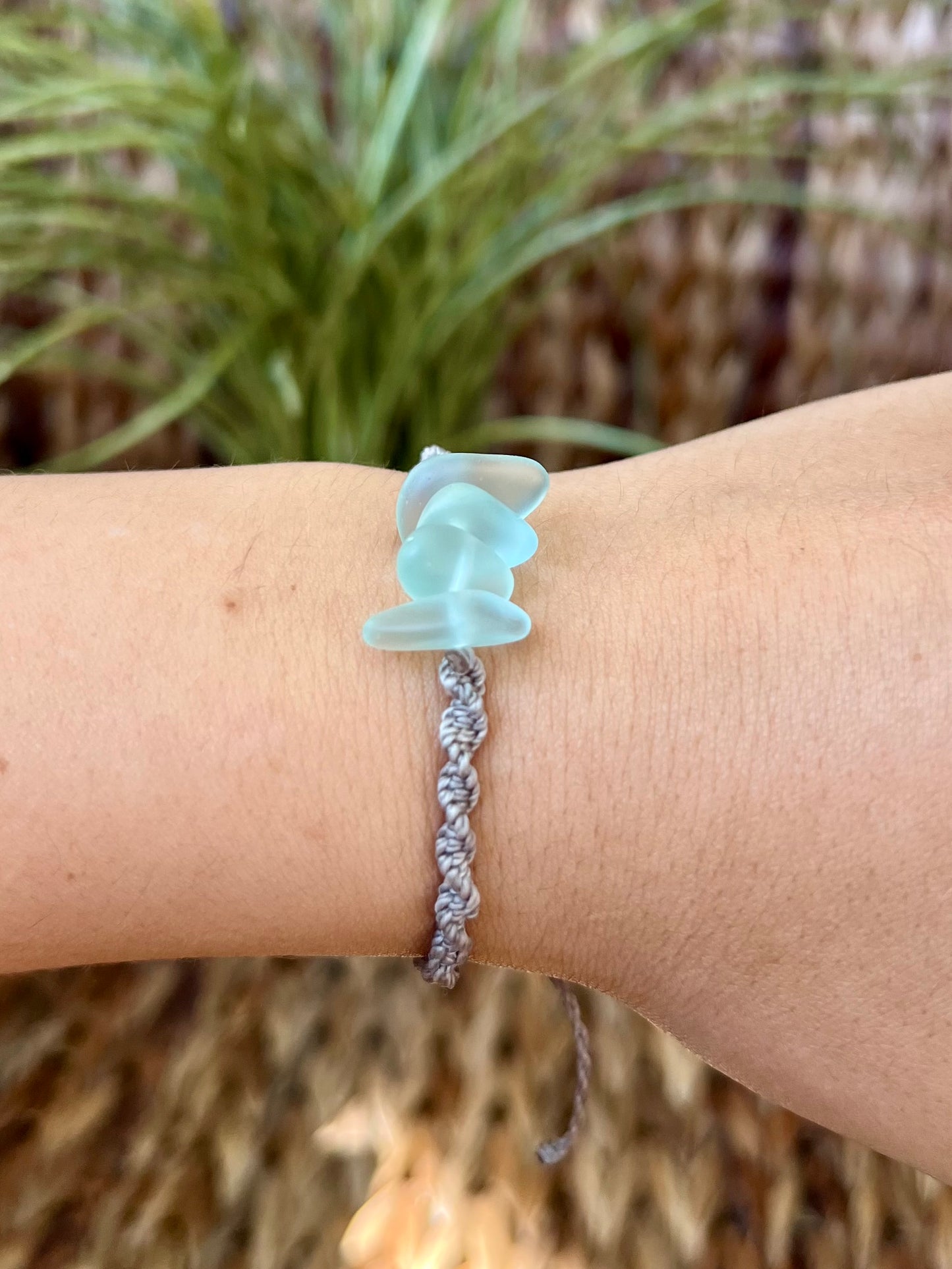 Sea Glass Knotted Bracelet - Aqua