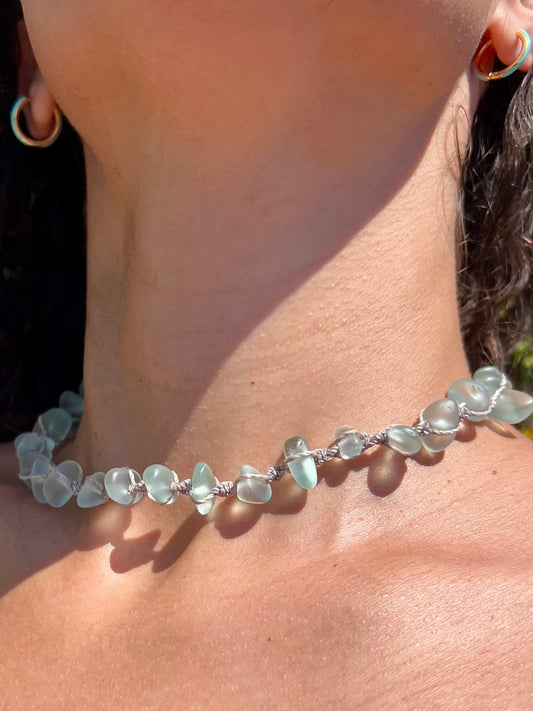 Aqua Sea Glass Necklace