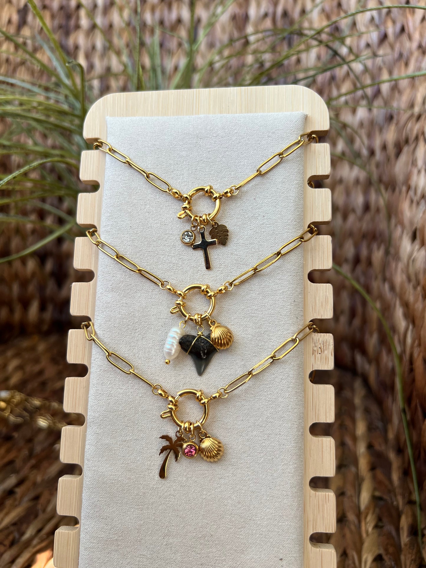 Shark Tooth Charm Stack Necklace