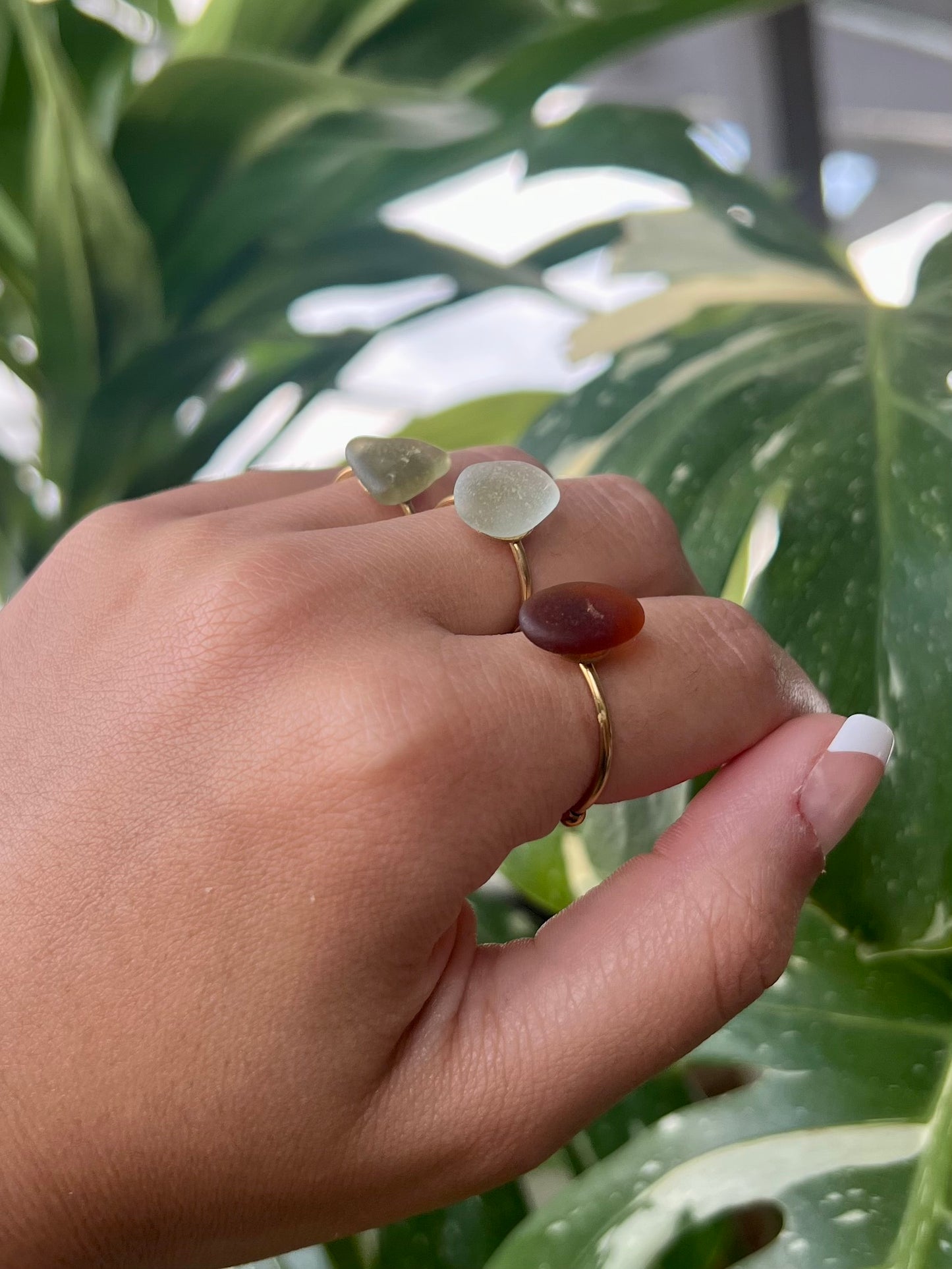 Sea Glass Rings - Gold