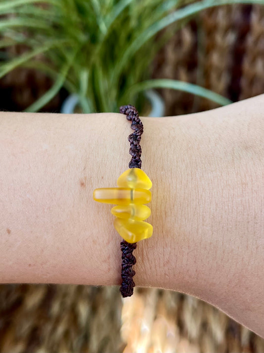 Sea Glass Knotted Bracelet - Yellow