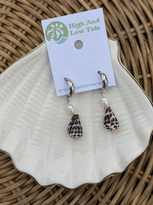 Pearl + Hebrew Cone Earrings - Silver