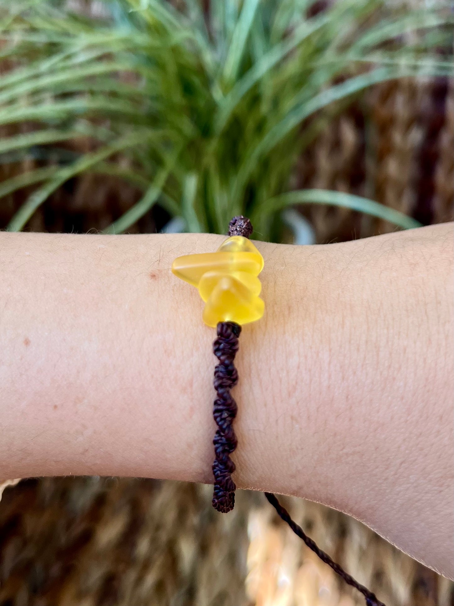 Sea Glass Knotted Bracelet - Yellow