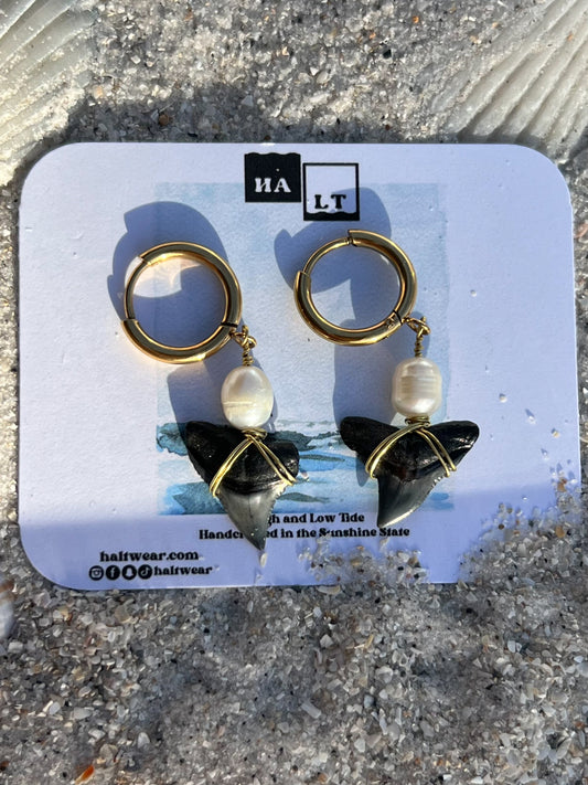 Pearl Shark Tooth Earrings