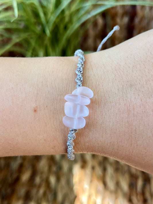 Sea Glass Knotted Bracelet - Pink