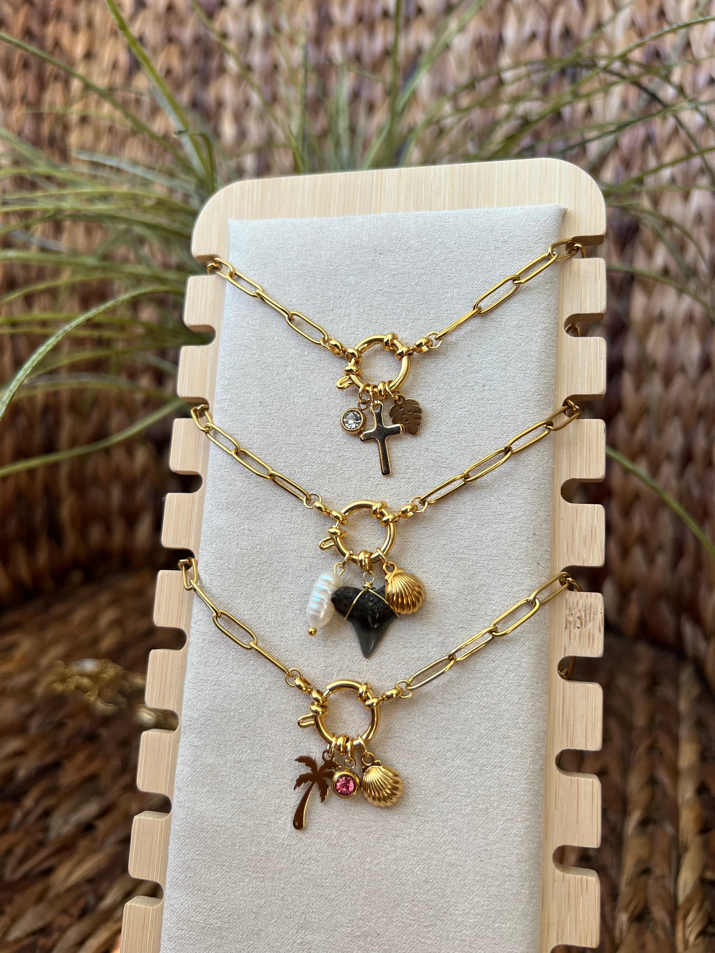 Shark Tooth Charm Stack Necklace
