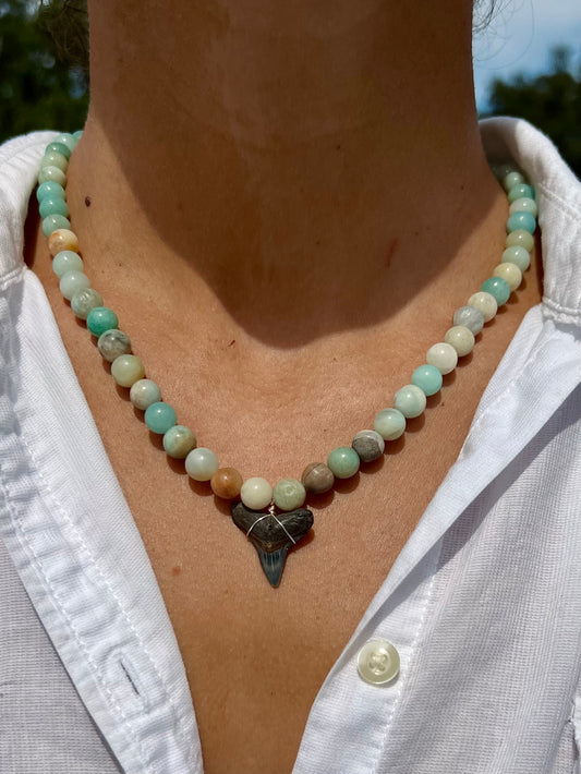 Chunky Shark Tooth Necklace - Blue