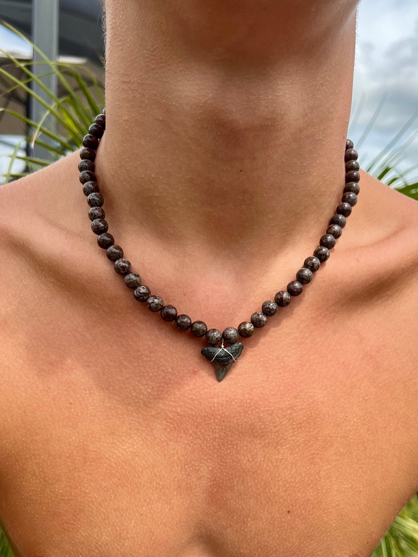 Chunky Shark Tooth Necklace - Coffee