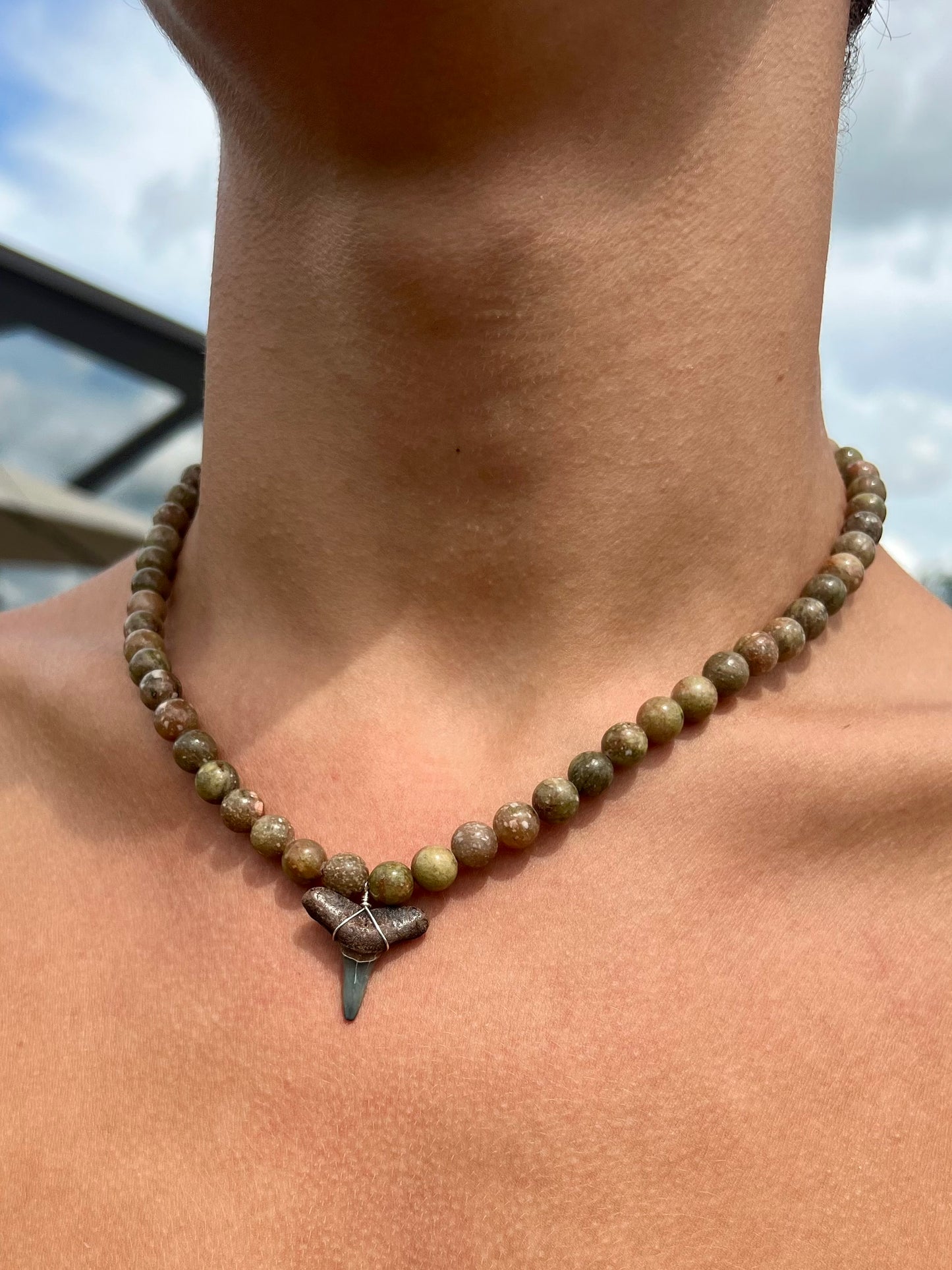 Chunky Shark Tooth Necklace - Green