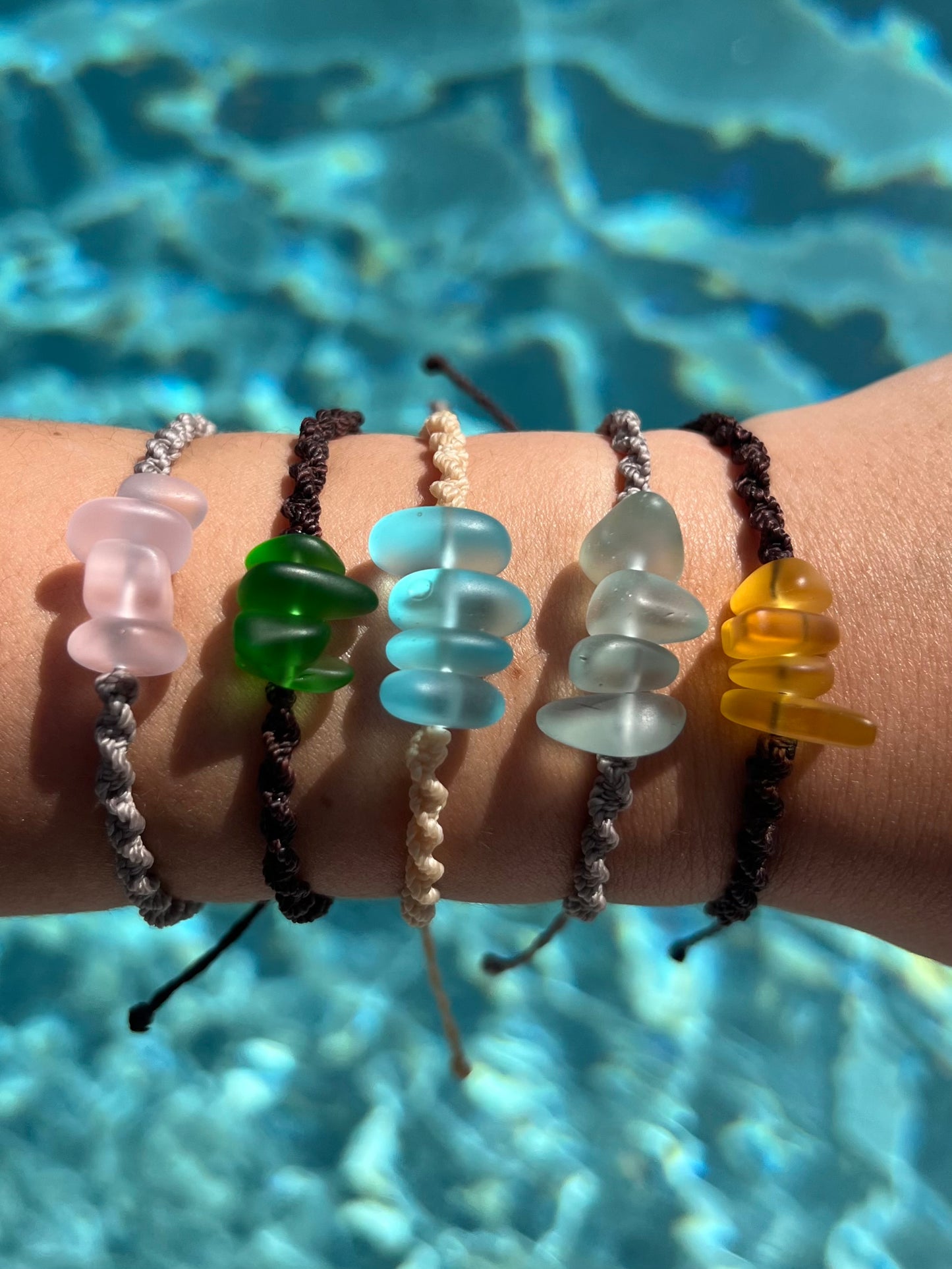 Sea Glass Knotted Bracelet - Yellow