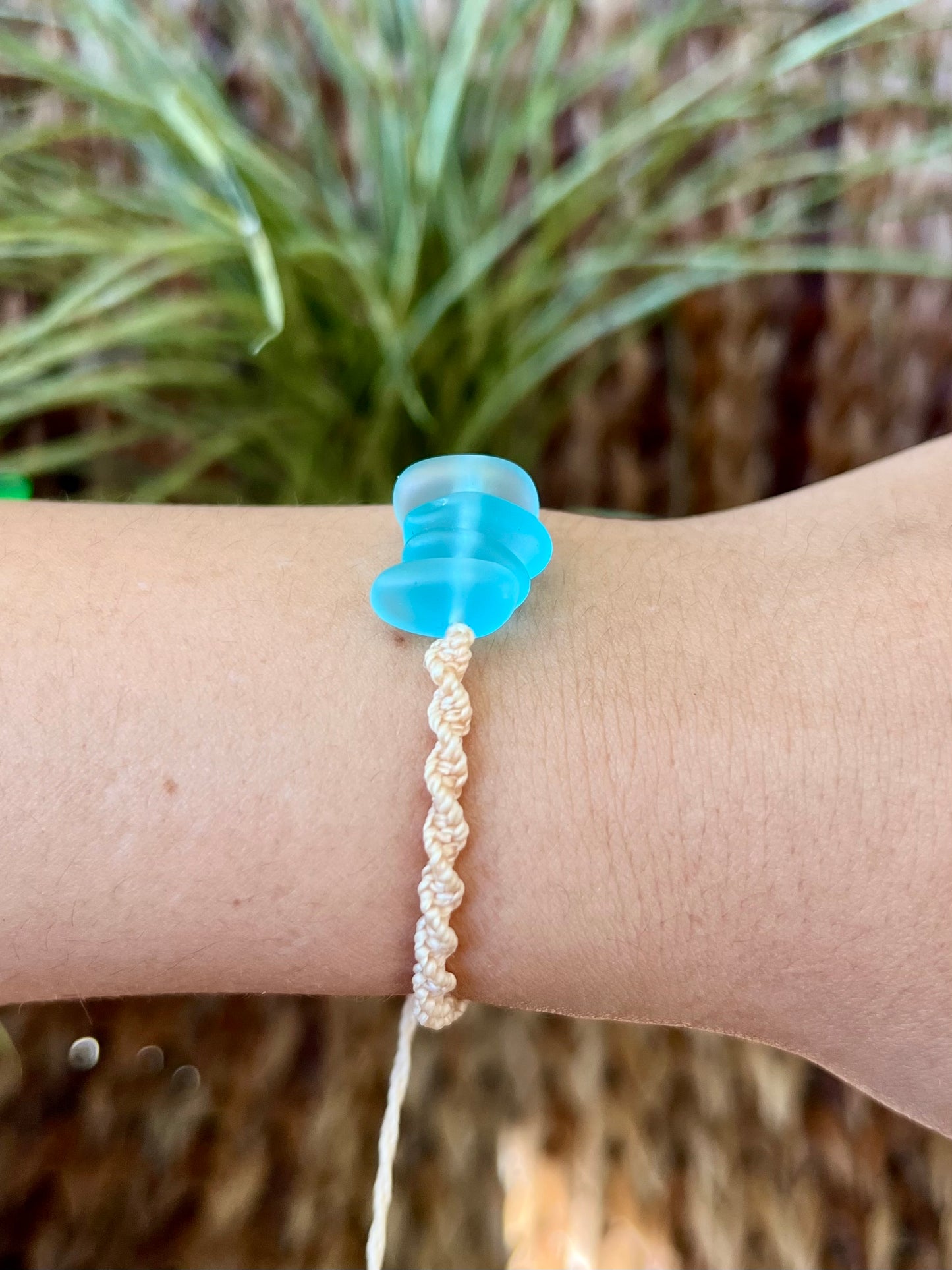 Sea Glass Knotted Bracelet - Blue