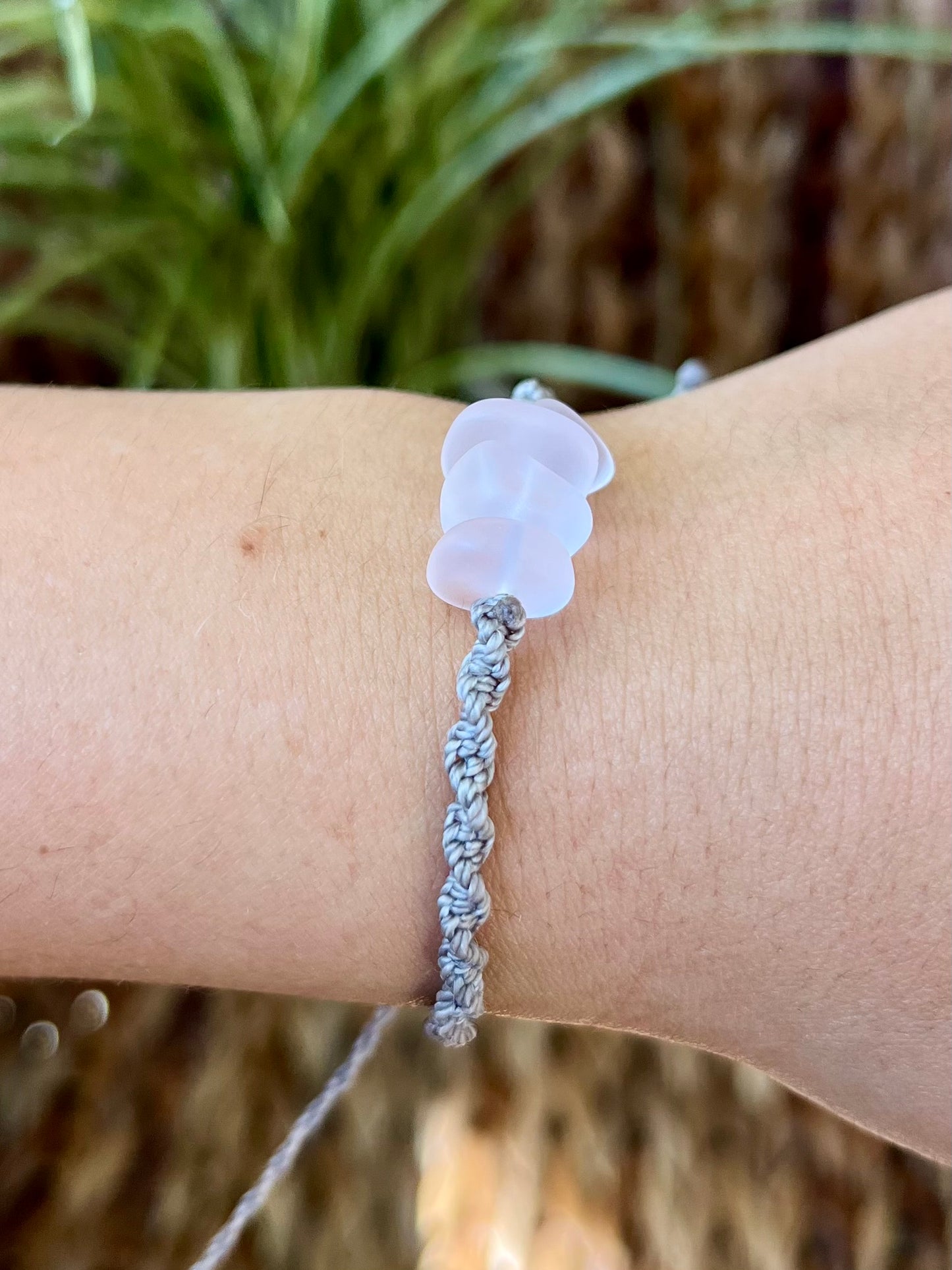 Sea Glass Knotted Bracelet - Pink