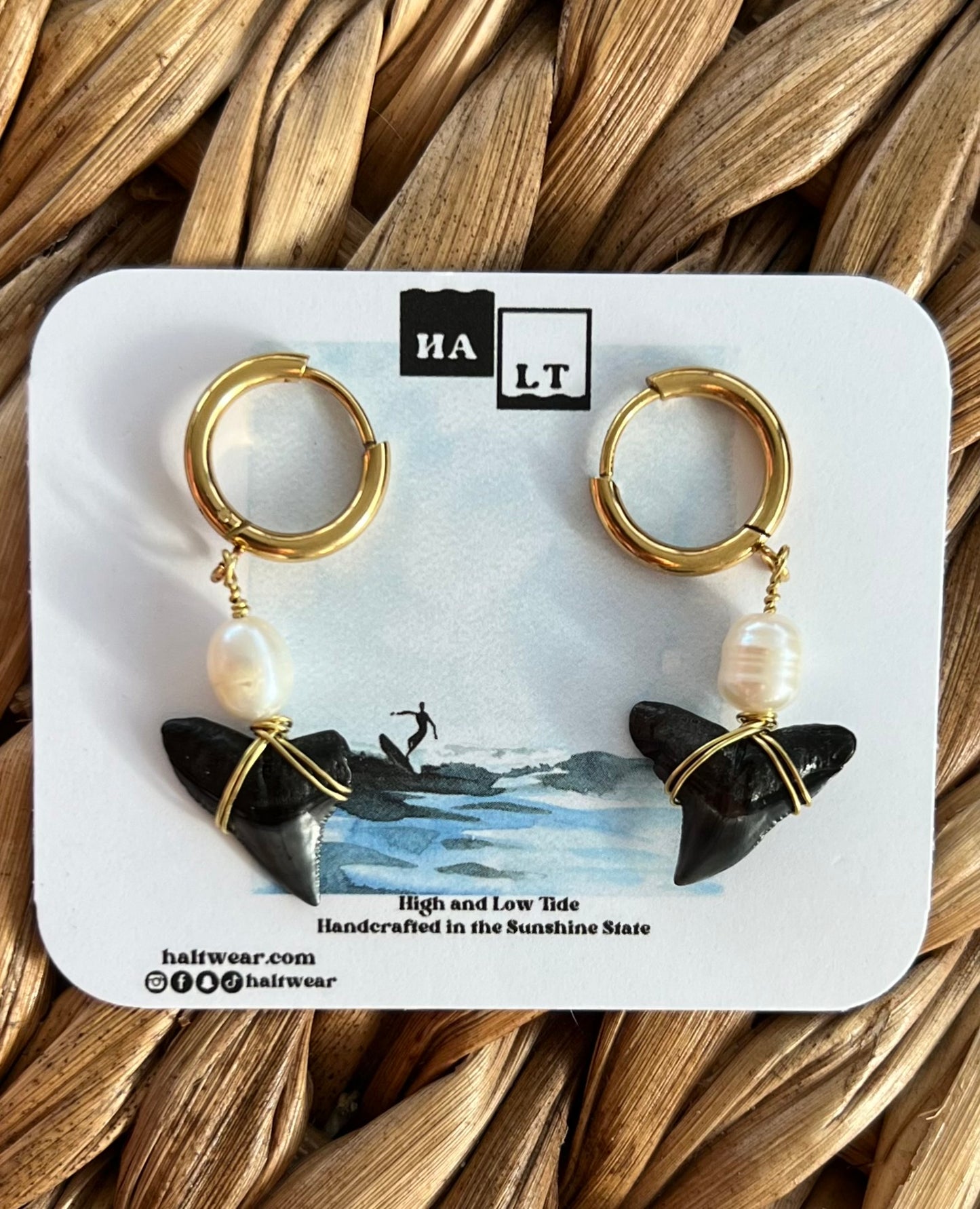 Pearl Shark Tooth Earrings