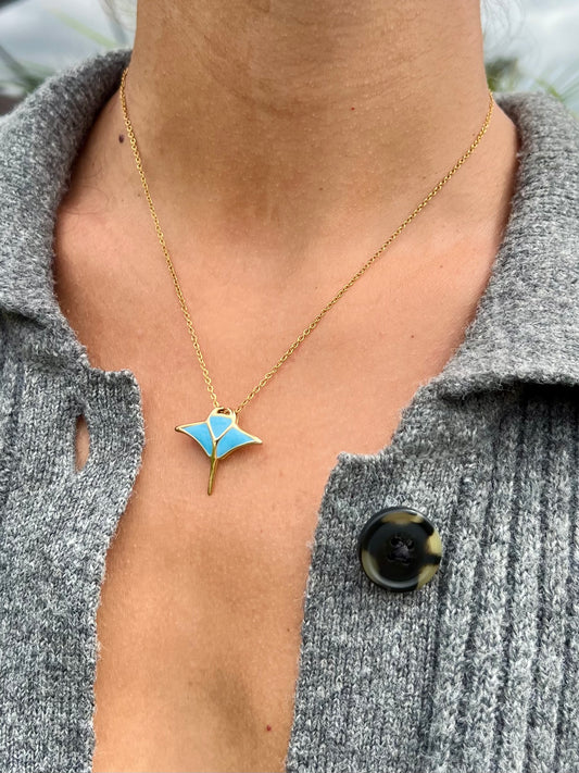 Blue Manta Ray Necklace