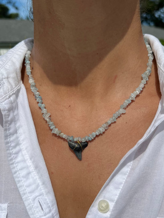 Aquamarine Shark Tooth Necklace