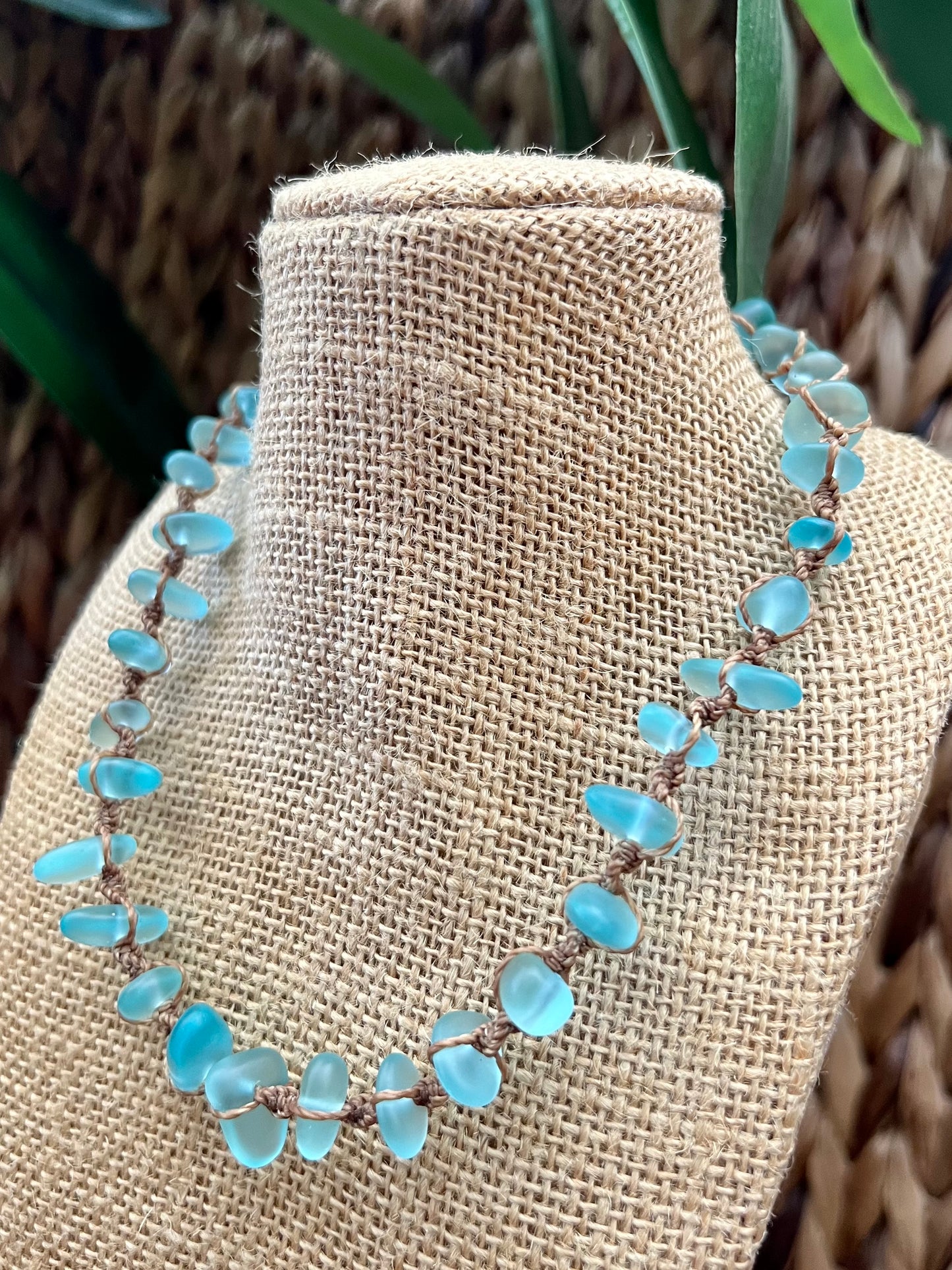 Blue Sea Glass Necklace