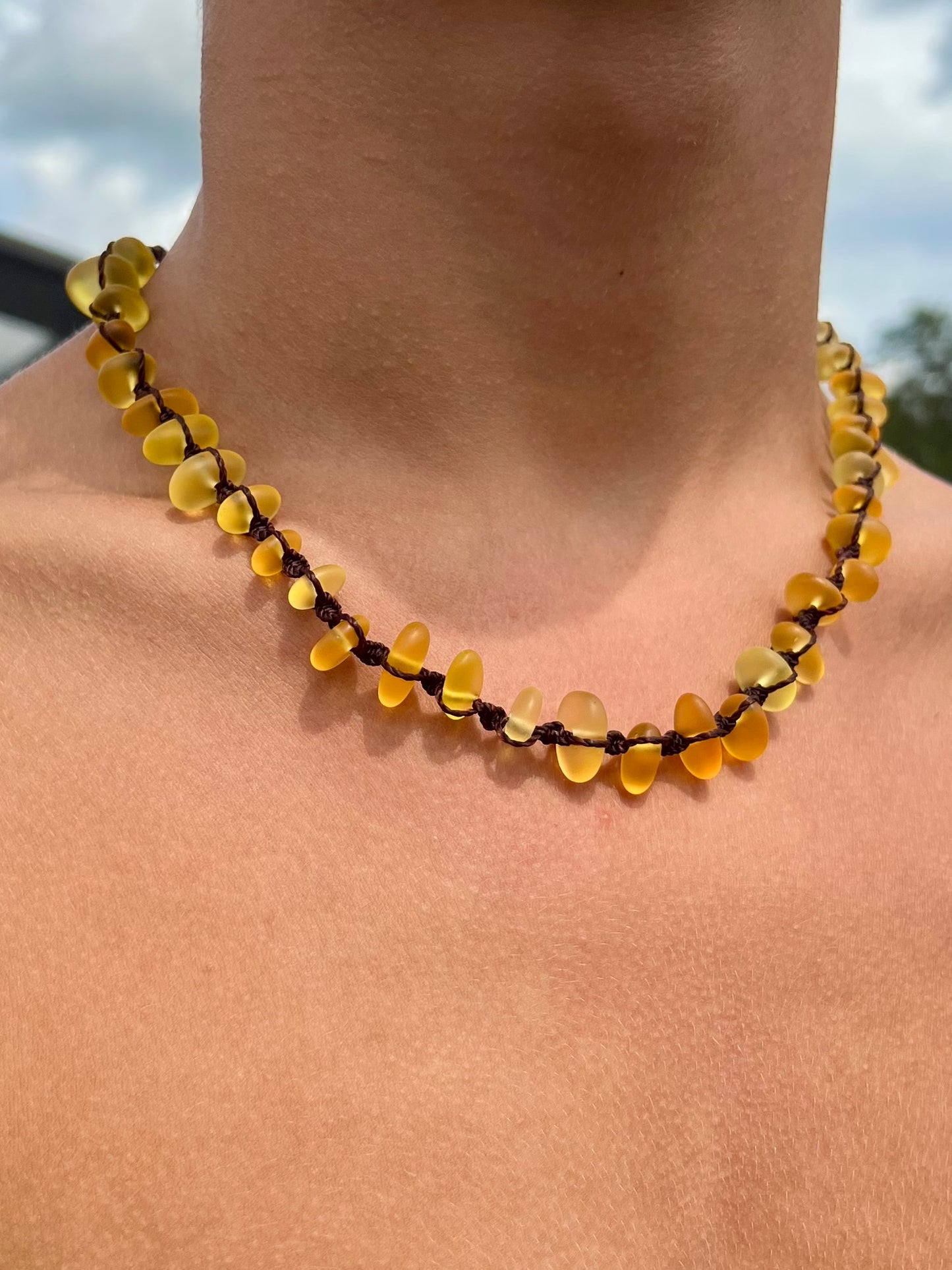 Yellow Sea Glass Necklace