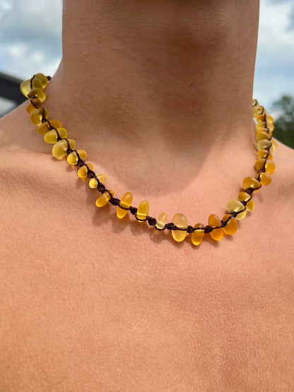 Yellow Sea Glass Necklace