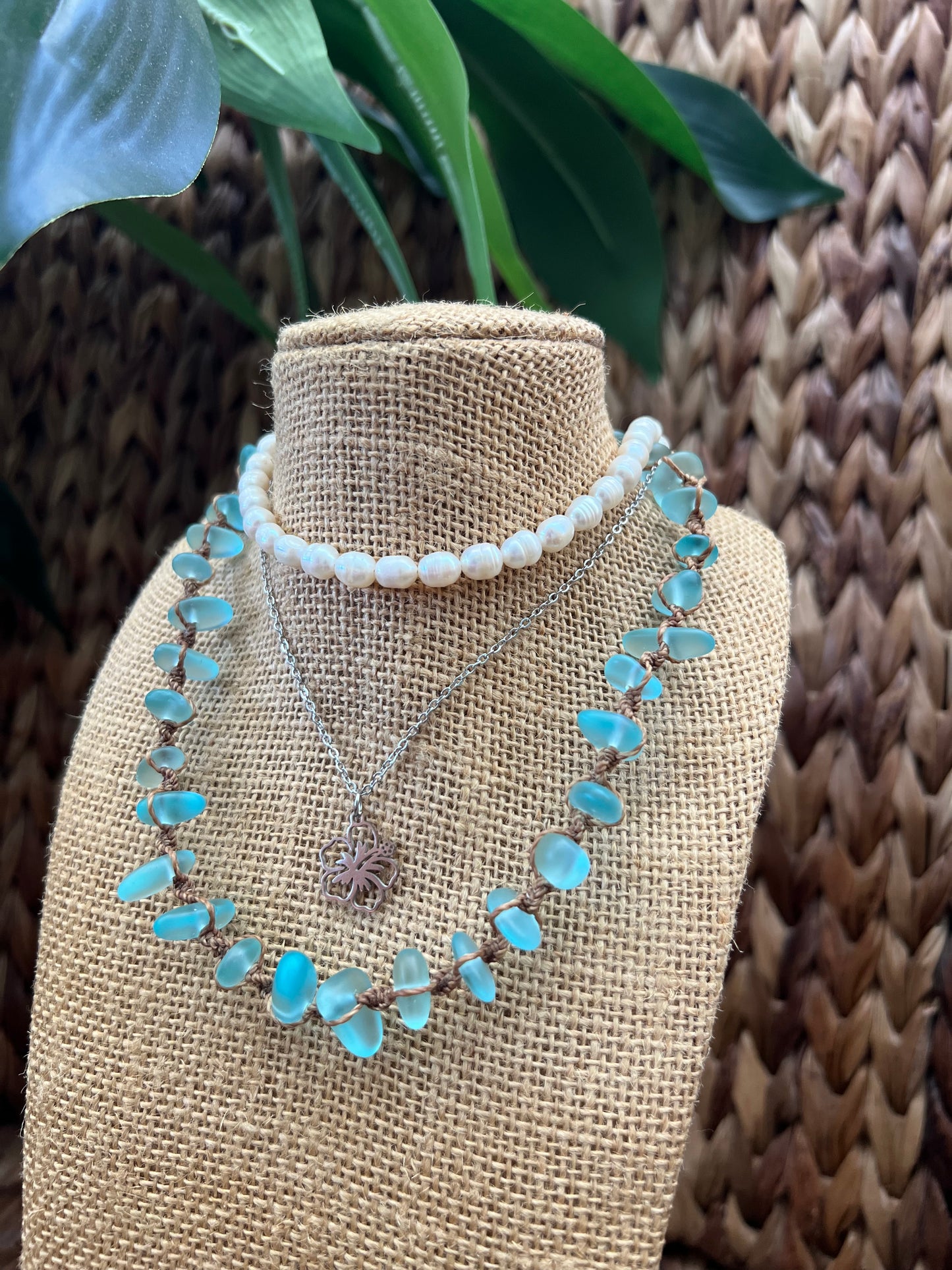 Blue Sea Glass Necklace