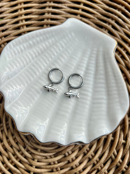 Shark Huggie Hoops - Silver