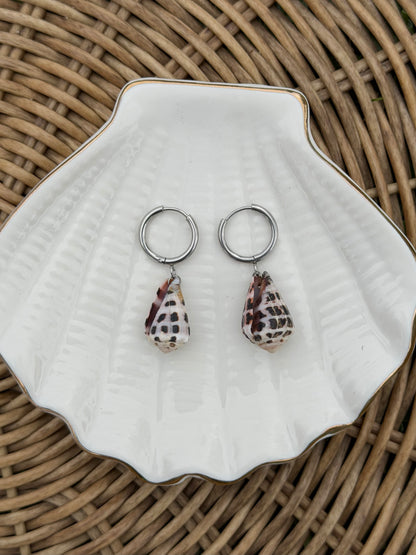 Hebrew Cone Shell Earrings - Silver