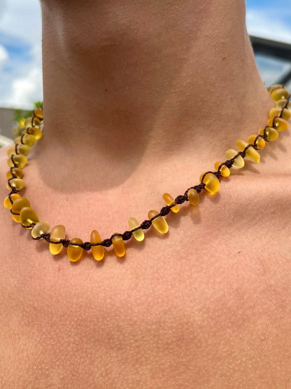 Yellow Sea Glass Necklace