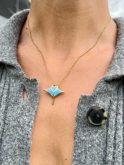 Blue Manta Ray Necklace