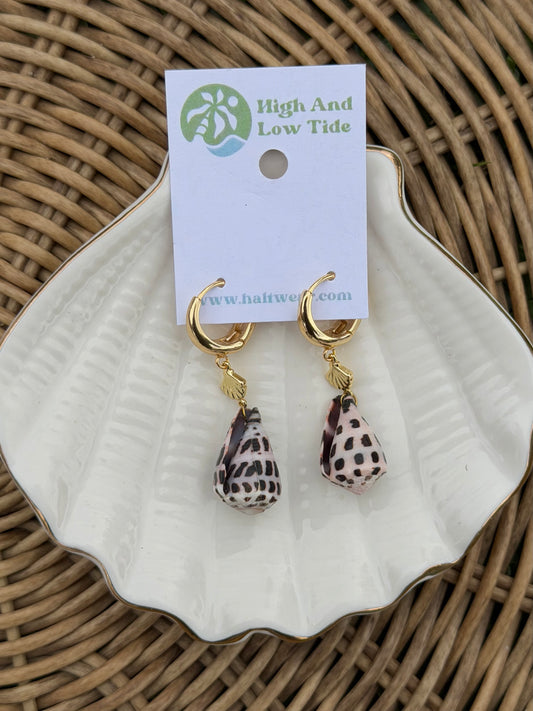 Gold Shell Hebrew Cone Earrings