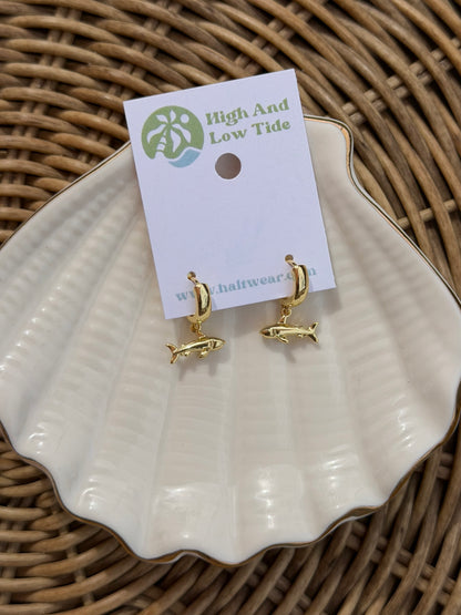 Shark Huggie Hoops - Gold