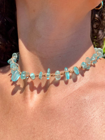 Blue Sea Glass Necklace