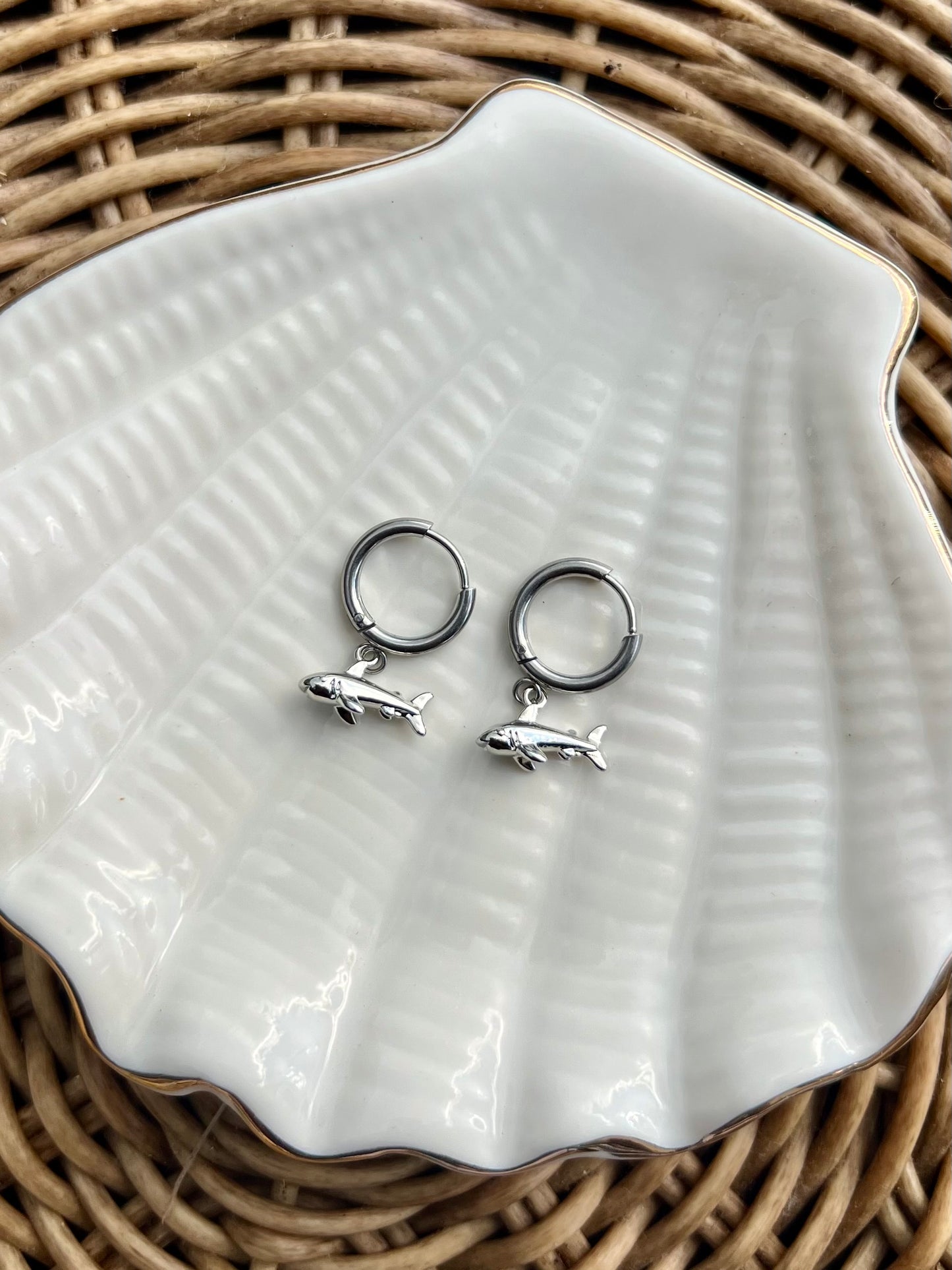 Shark Huggie Hoops - Silver
