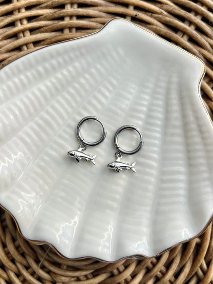 Shark Huggie Hoops - Silver