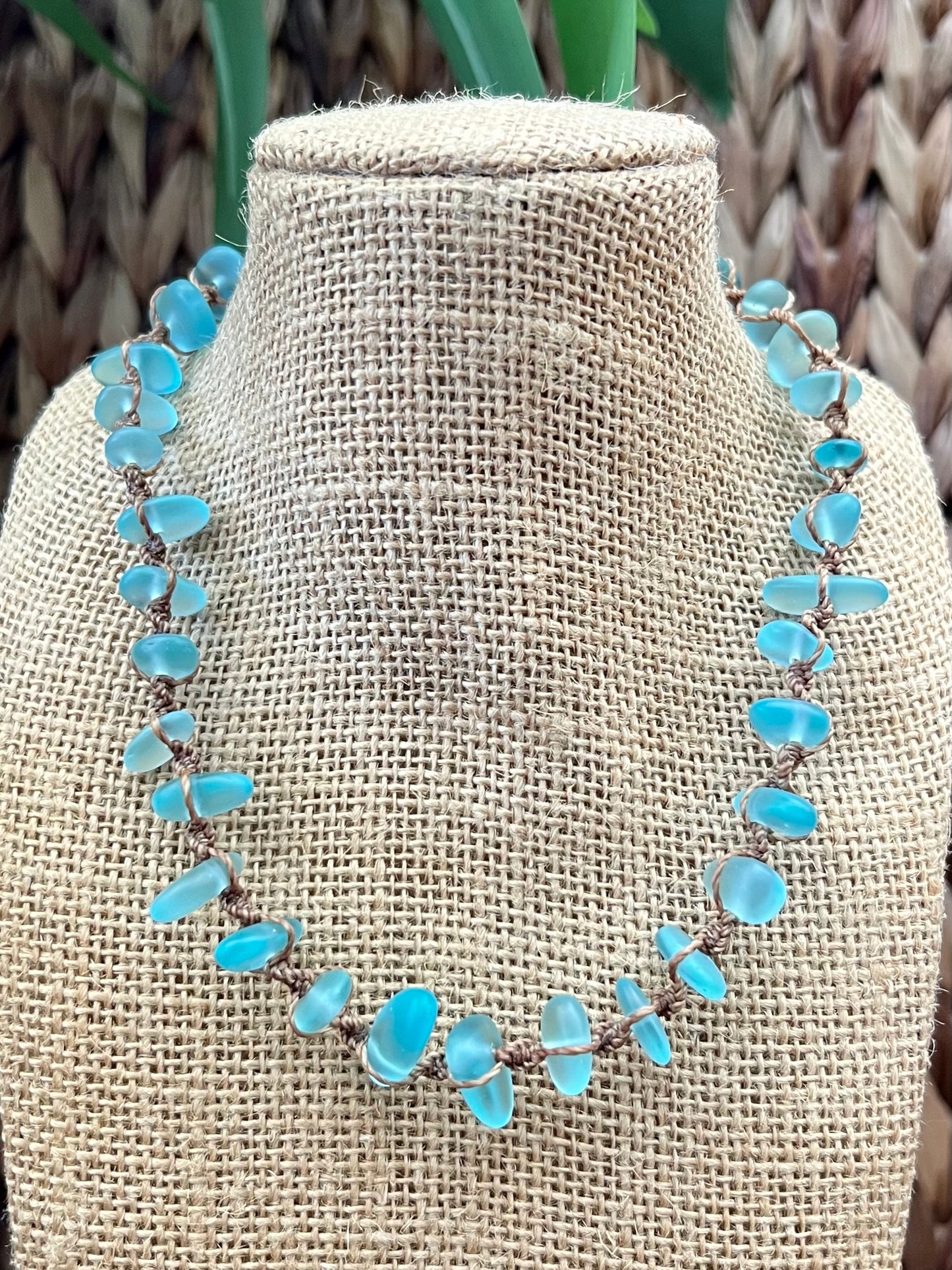 Blue Sea Glass Necklace