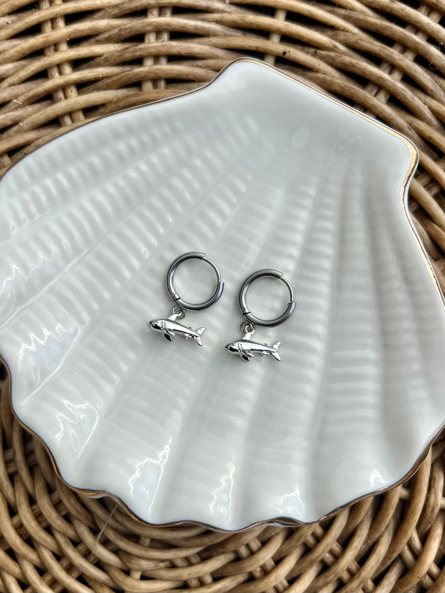 Shark Huggie Hoops - Silver