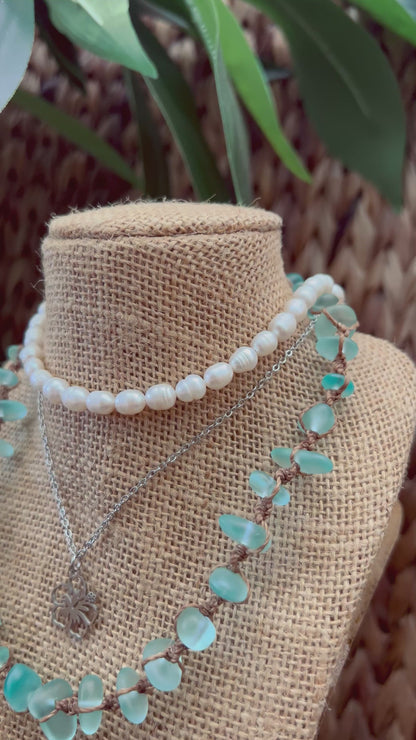 Blue Sea Glass Necklace